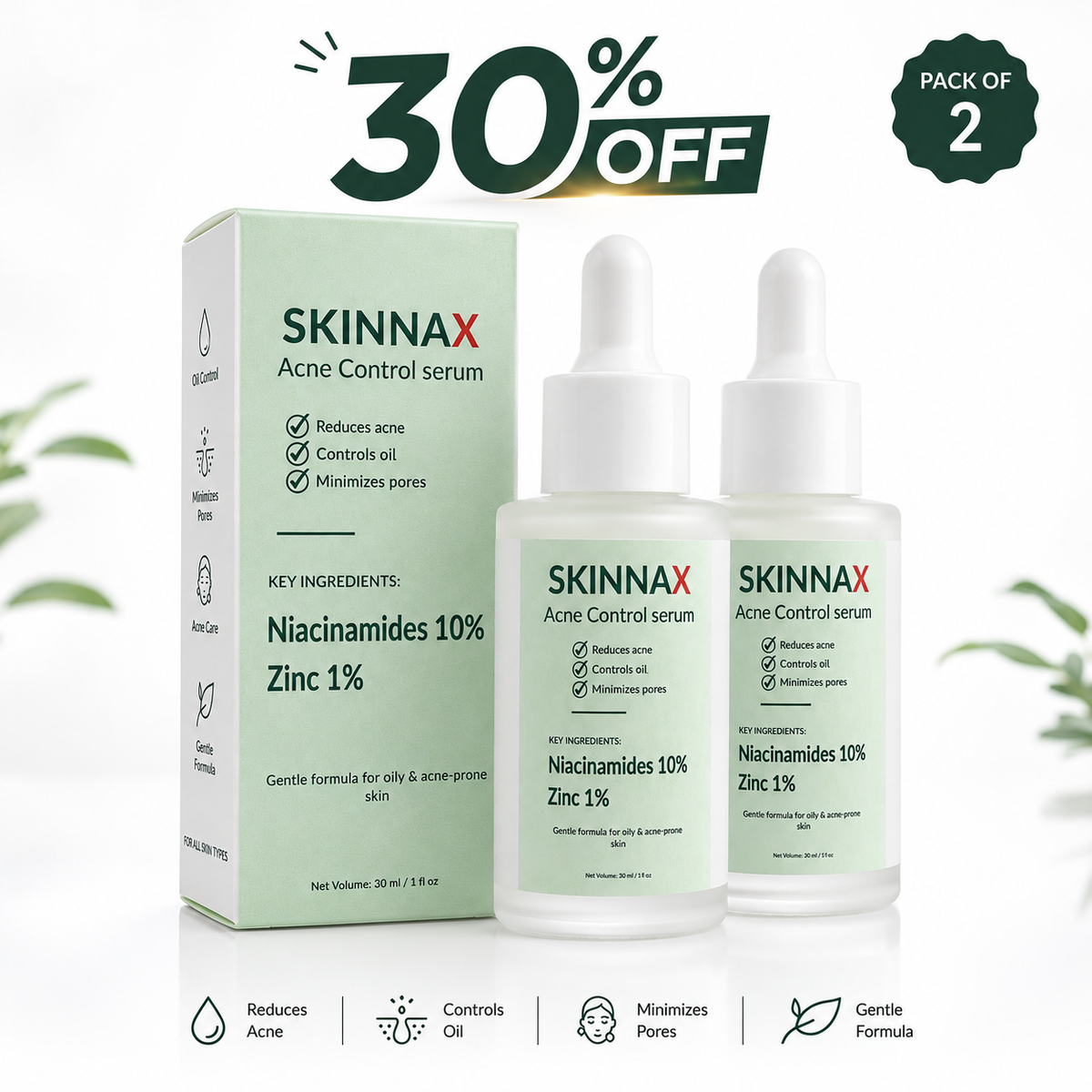 SKINNAX Acne Control Serum (Pack of 2)